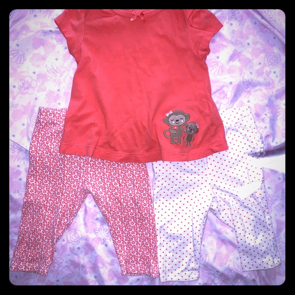 Baby Girl Carter’s 3-6m Outfit Set Orange Monkey
